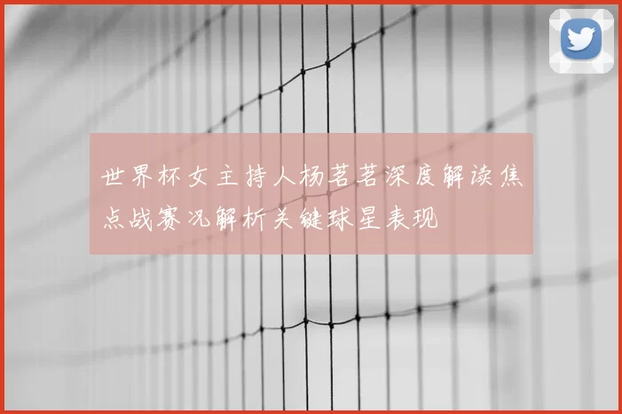 世界杯女主持人杨茗茗深度解读焦点战赛况解析关键球星表现